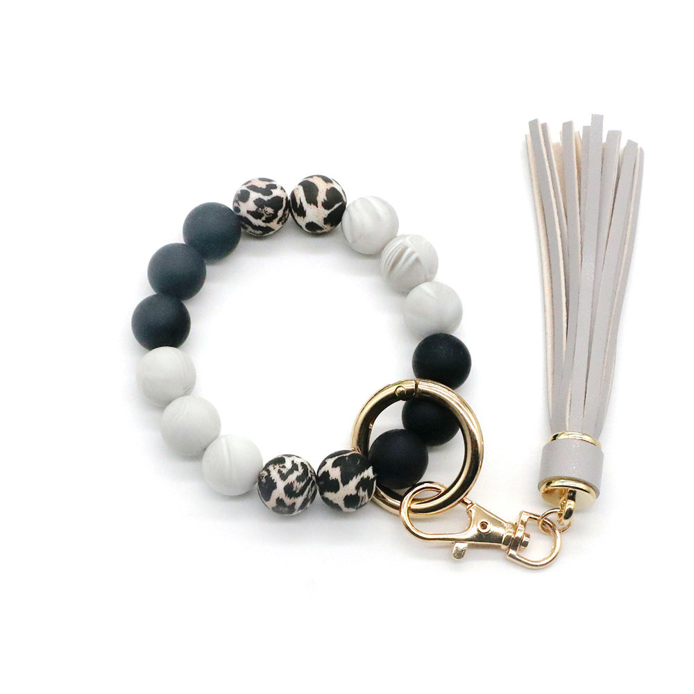 Wholesale Tassel Silicone Bead Bracelet Keychain